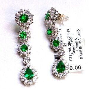 Giani Bernini Sterling Silver Green Crystal Earrings